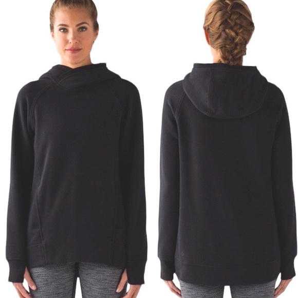 LULULEMON ATHLETICA Fleece Please Pullover Hooded Sweatshirt Black size 4 - Picture 13 of 16
